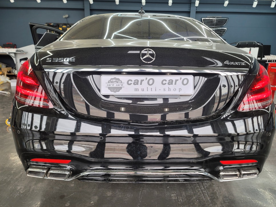 벤츠 S350d - 63amg 리어 범퍼 교체, m2c 200a 플러스 장착.