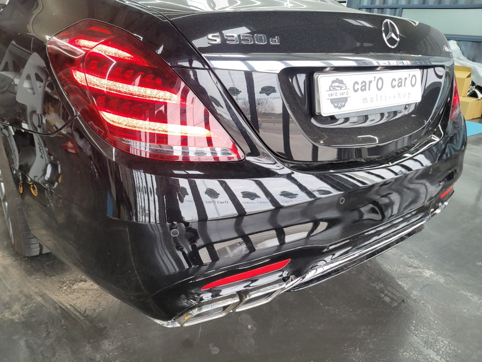 벤츠 S350d - 63amg 리어 범퍼 교체, m2c 200a 플러스 장착.