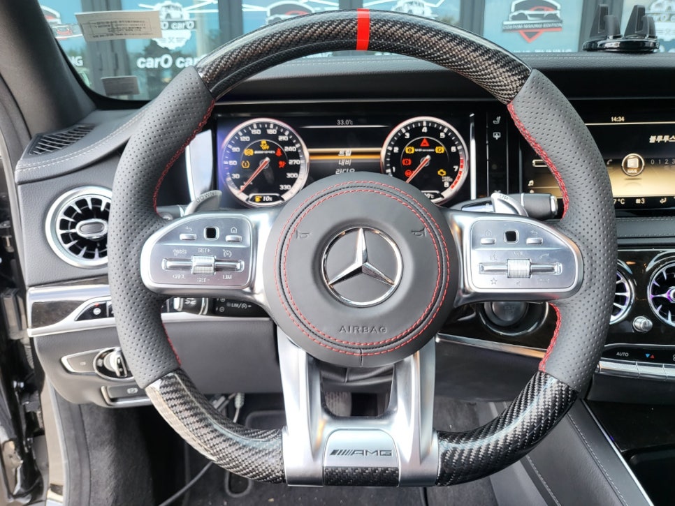 w222 전기형 - AMG D컷 레드스티치 핸들 교체