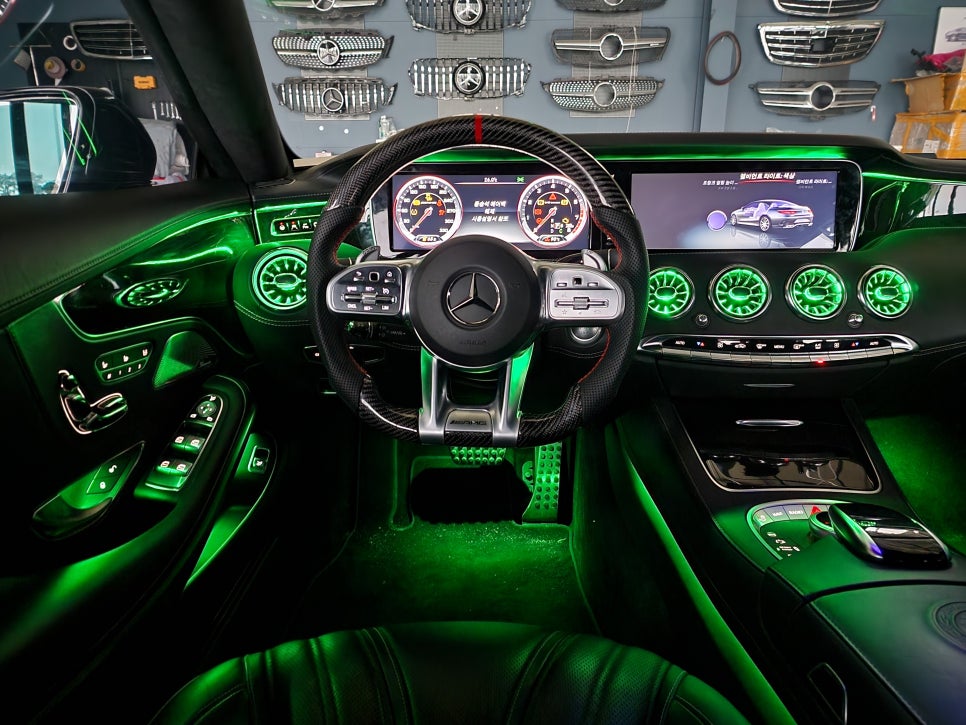 벤츠 S63amg 쿠페 - 엠비언트 64색 확장 및 광량업 / 송풍구엠비언트 / Amg 카본핸들