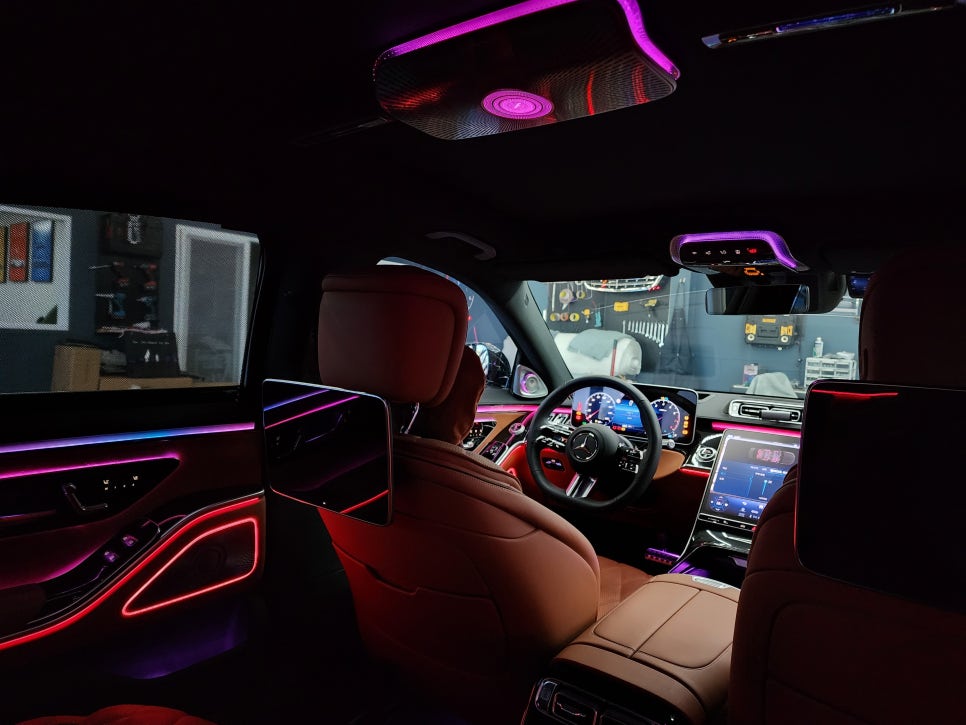 광주벤츠 엠비언트 ] 벤츠 S500 - 실내 풀 엠비언트! " 액티브 엠비언트, 미드레인지 엠비언트, 천장 부메스터,  4d 부메스터 "
