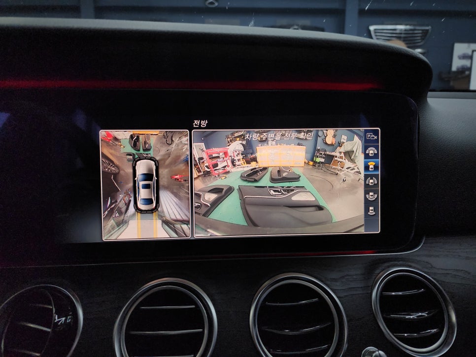 벤츠 E220d 아방가르드 -> 익스클루시브 범퍼교체 , 벤츠정품 어라운드뷰, 와이드콕핏(리퍼시공)