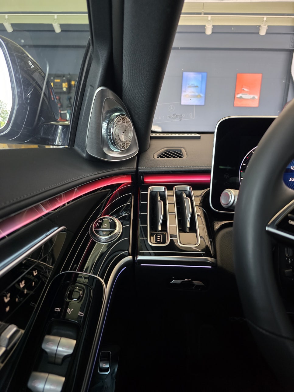 벤츠 w223 s450 - 애프터 액티브엠비언트, 천장 부메스터 / 정품 피아노 락커트림 " 환상의 조합 "