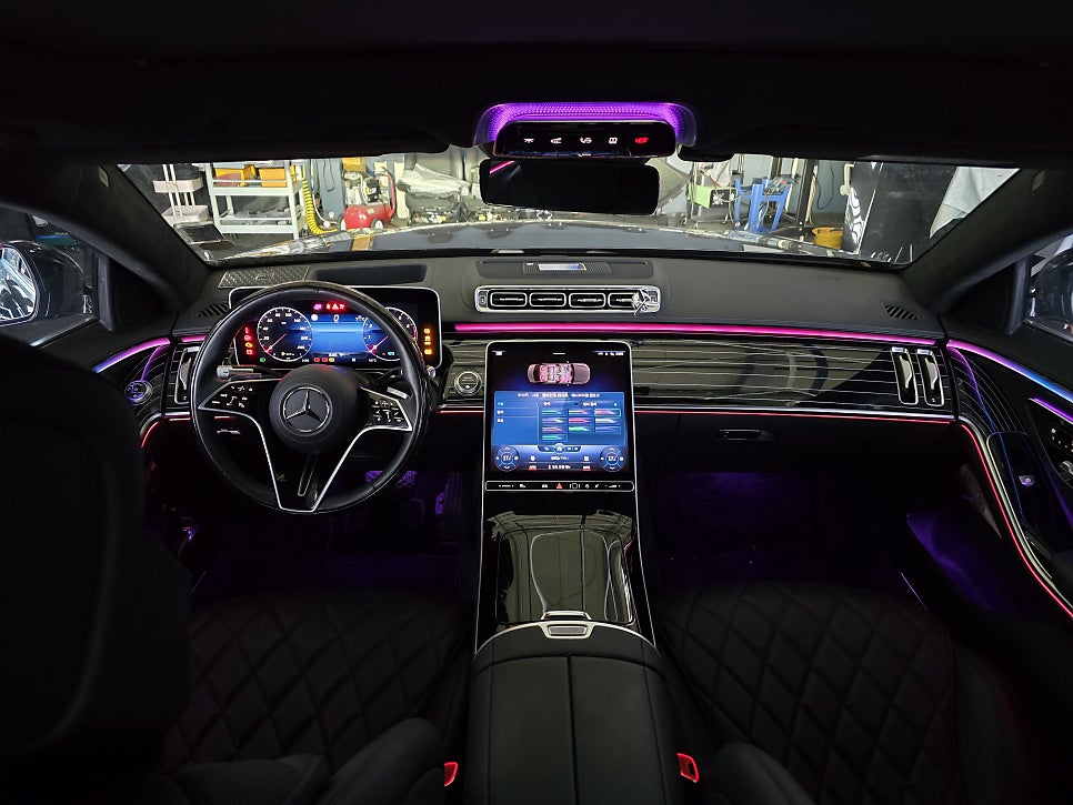벤츠 w223 s580 - 액티브 엠비언트 & 피아노 락커트림 애프터 조합으로 가성비있게 시공해요 !!!