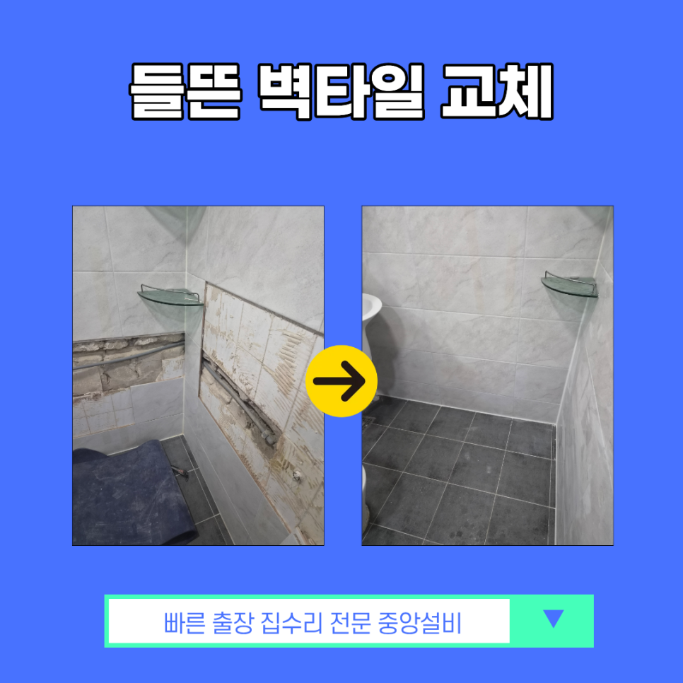 김포 타일 수리 화장실 들뜬 벽타일 교체 가성비 good!