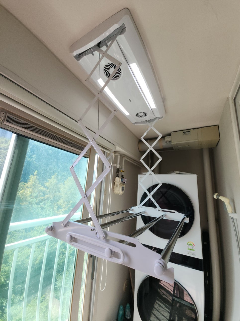 부천 베란다 빨래건조대 설치, LED 전동 건조대